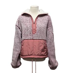 Free People Movement BFF Fleece Pullover Pink 1/4 Zip Size Small EUC